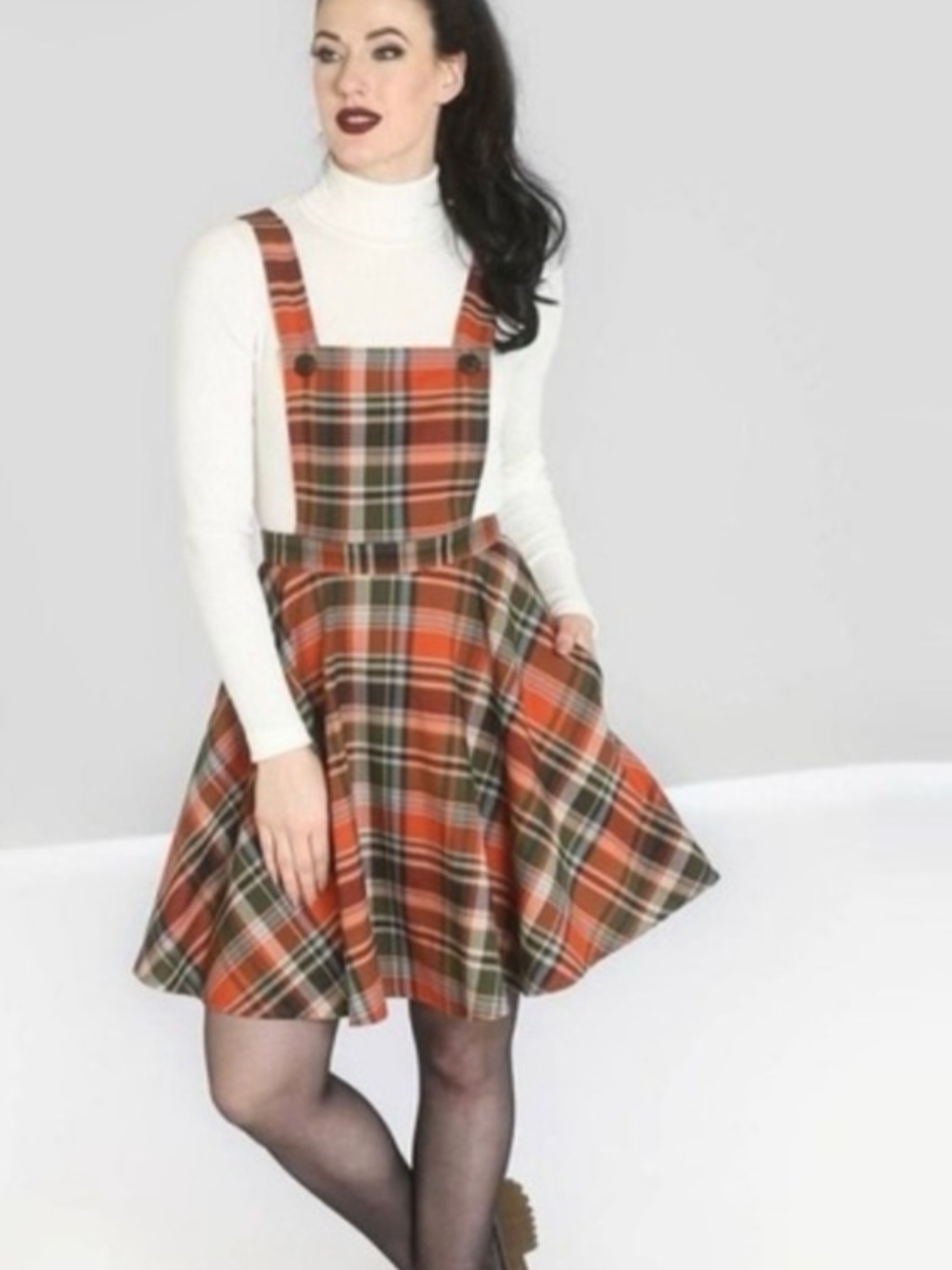 Hell Bunny Oktober Plaid Pinafore Dress
